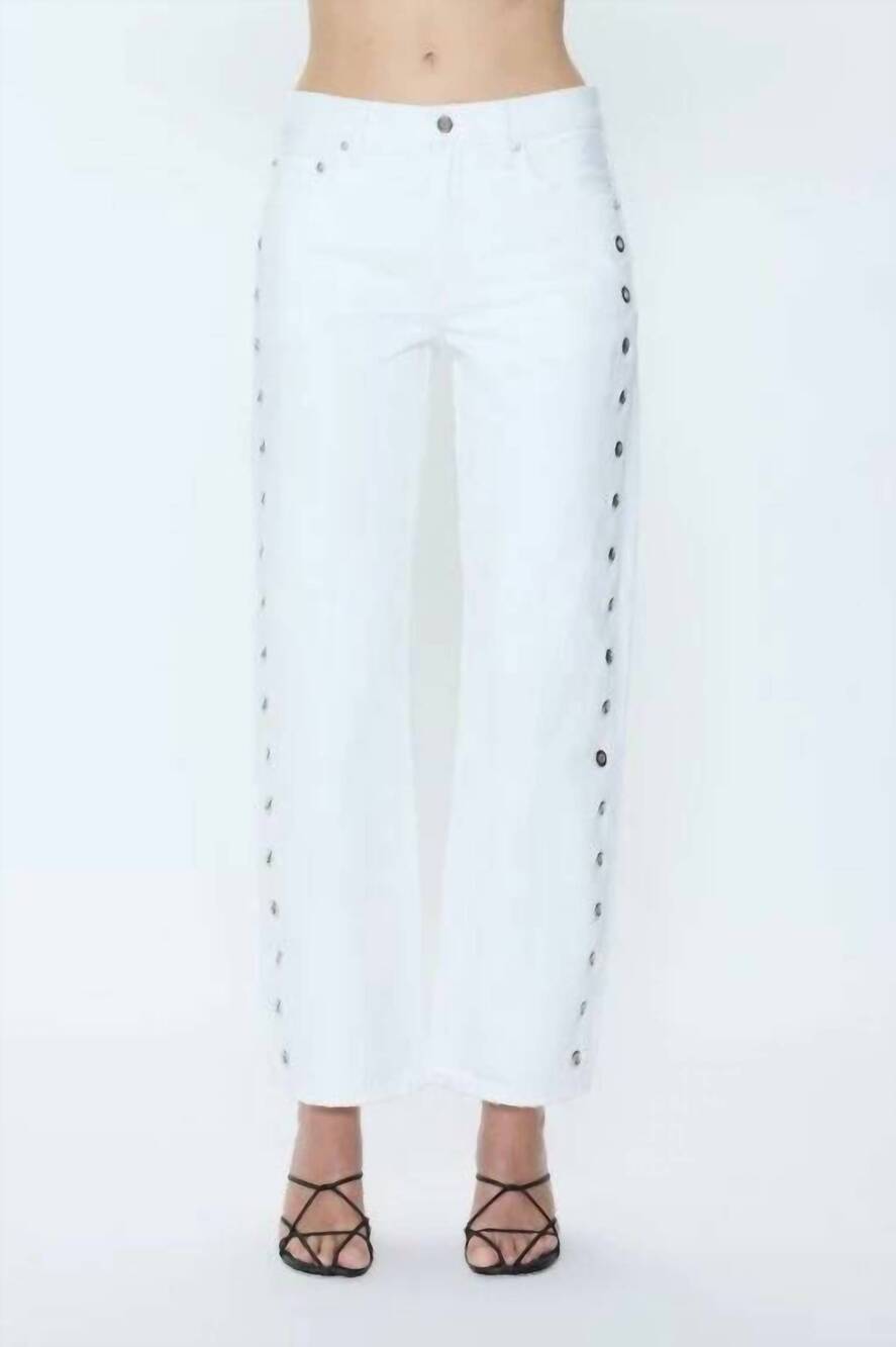 NEW PISTOLA lexi mid rise bowed straight jeans in vivid white